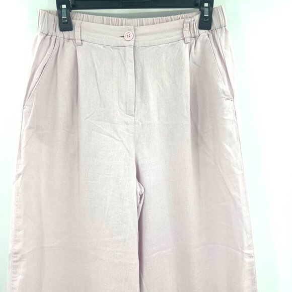 Open Edit Pink Wide Leg Lightweight Linen Blend Pants Women's Small - Picture 2 of 7